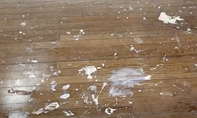 paint splatter staining wooden floors