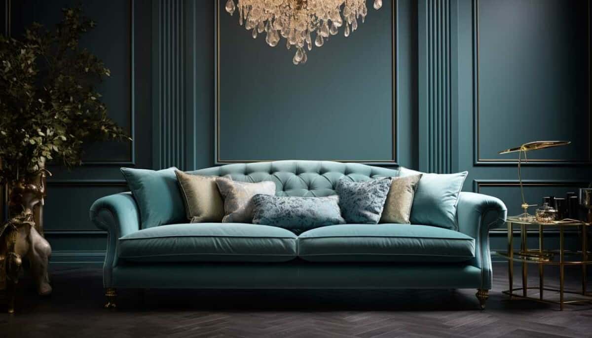 vintage green velvet sofa