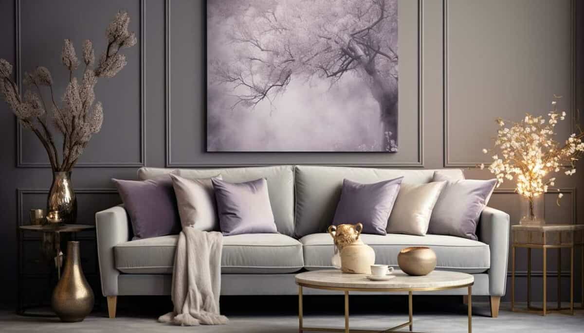 silver and pruple velvet sofa