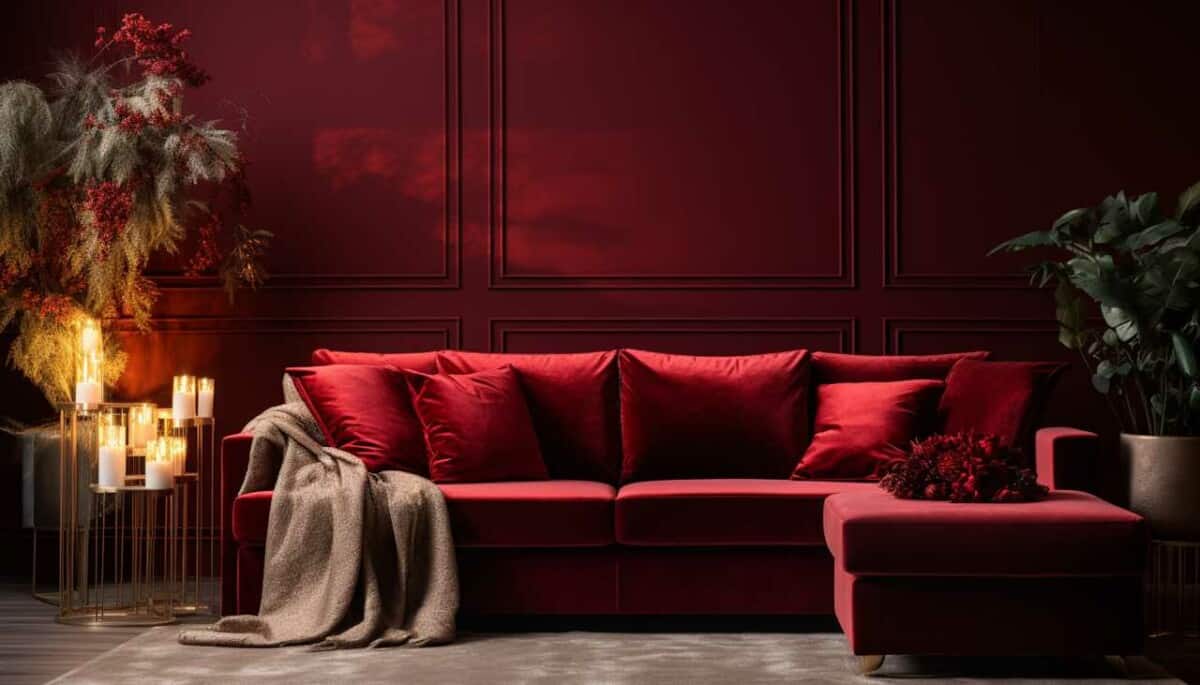 red fruits velvet sofa