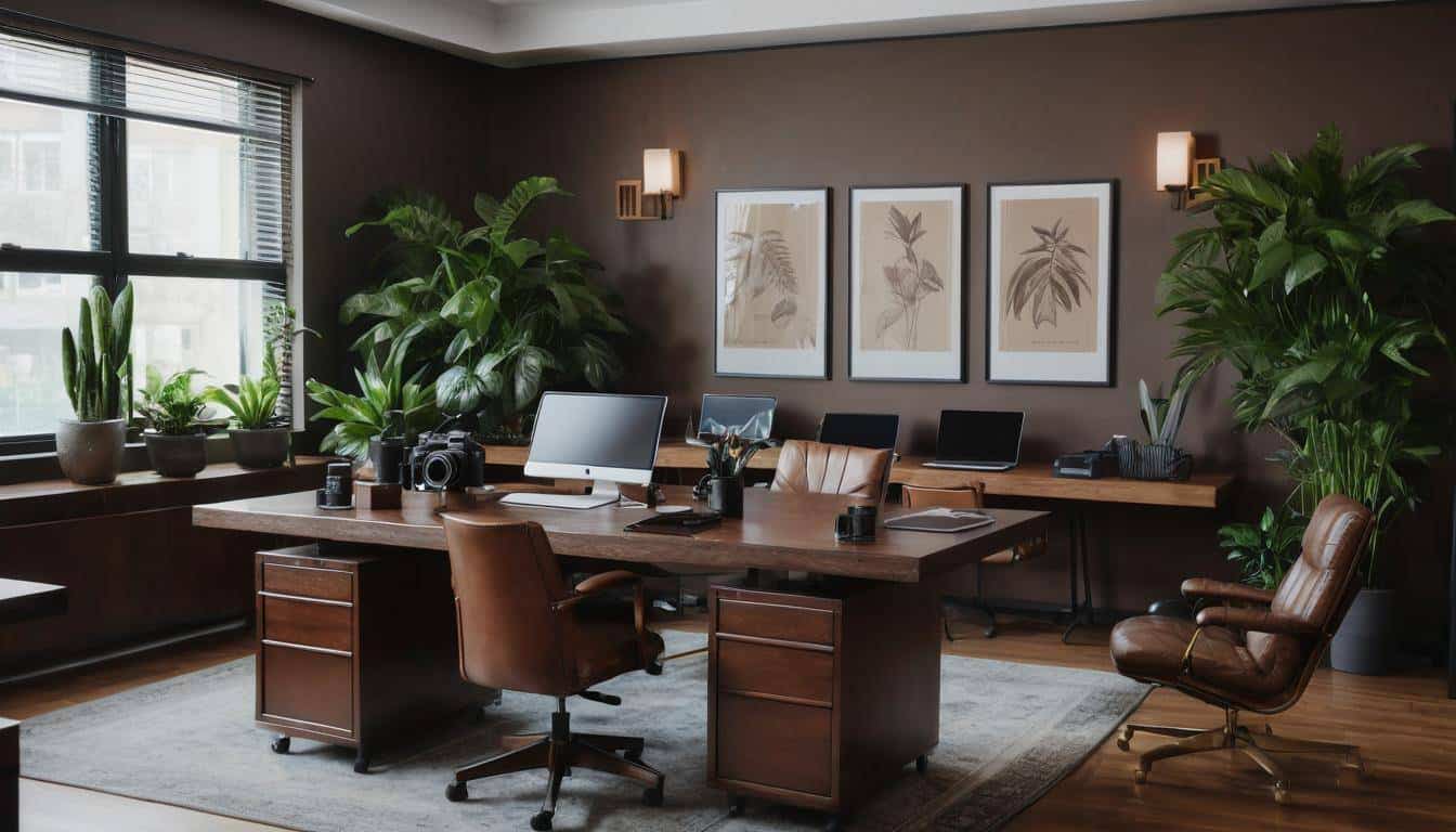 beautiful brown home offices