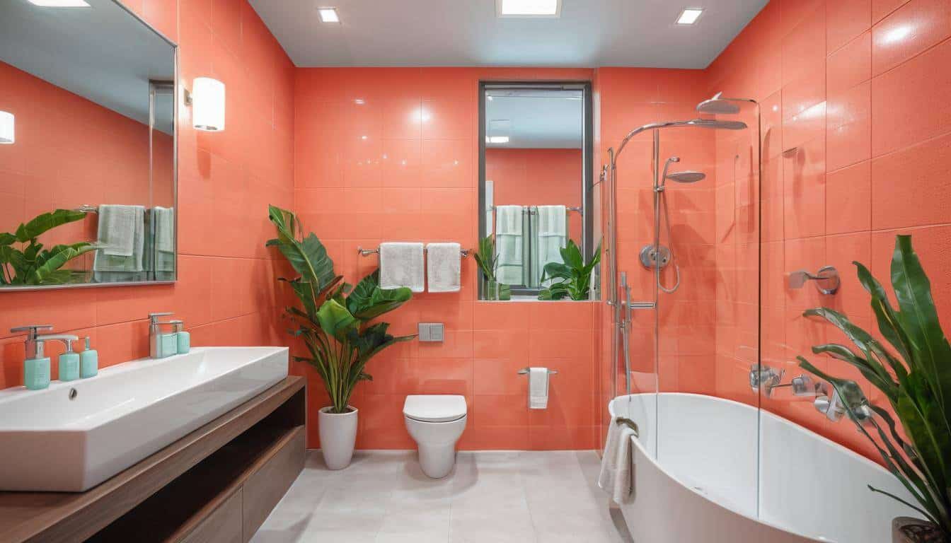 beautiful coral bathrooms