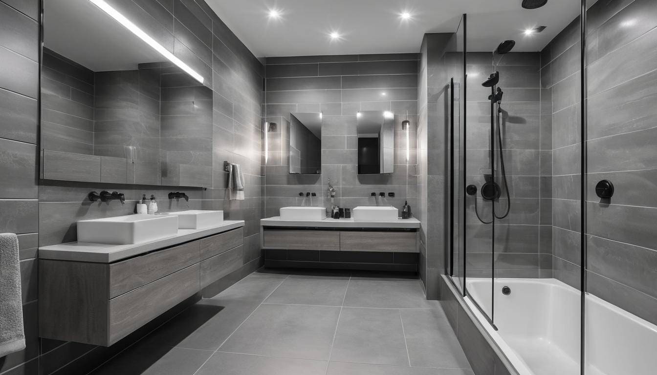 beautiful grey bathrooms