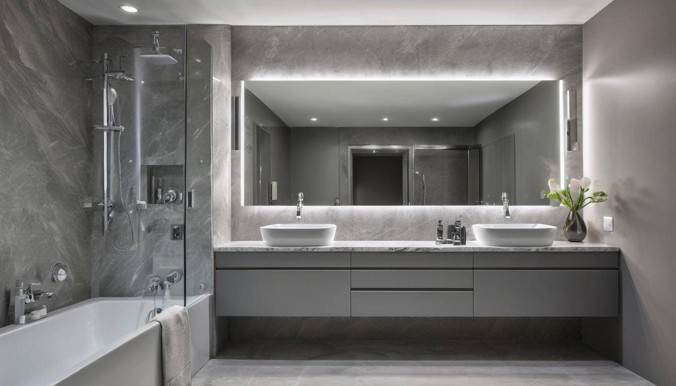 beautiful grey bathrooms