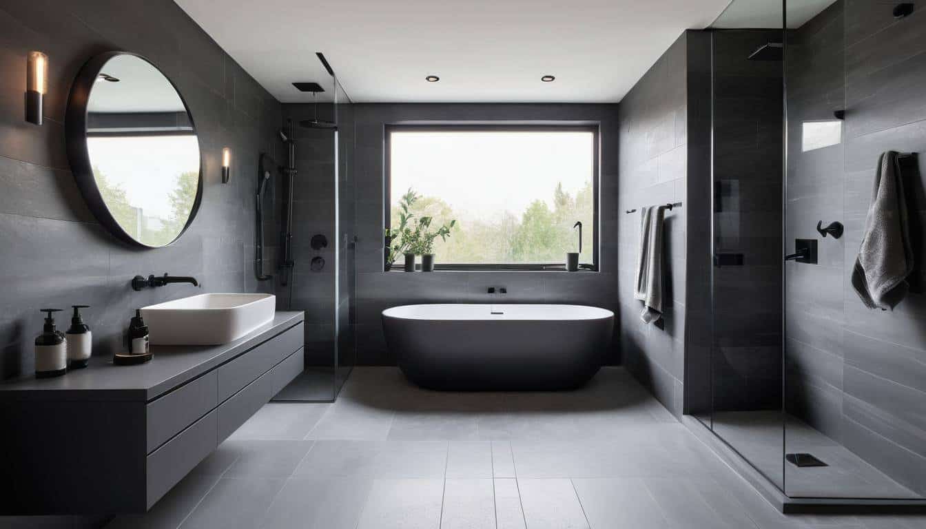 beautiful grey bathrooms