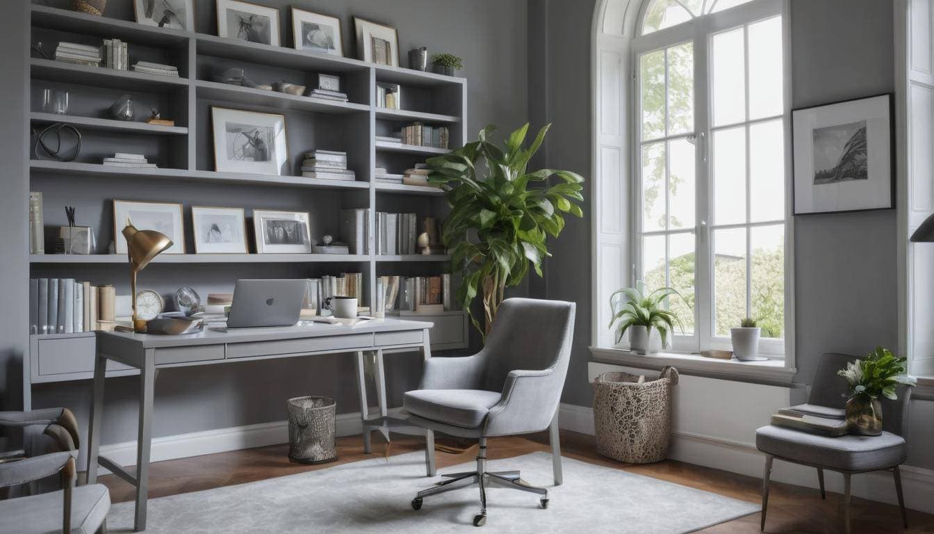 beautiful grey home offices