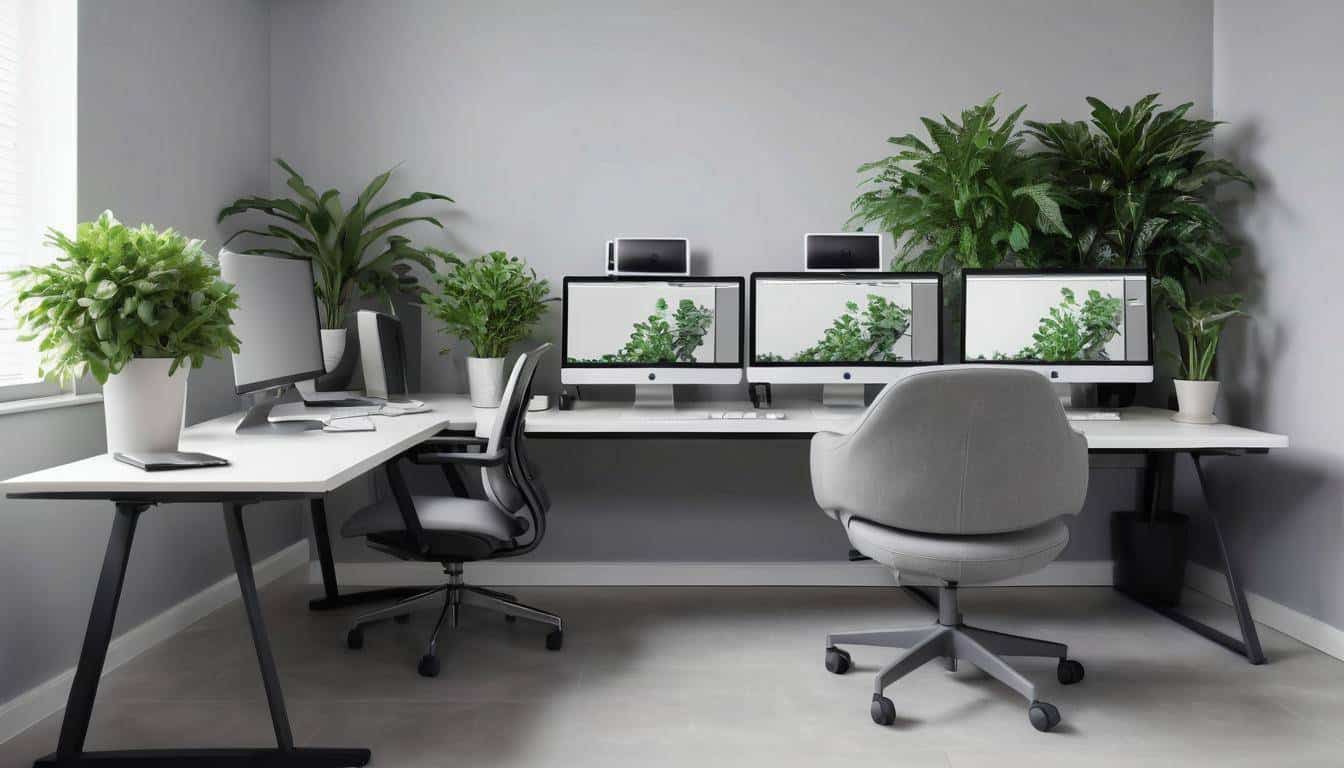 beautiful grey home offices