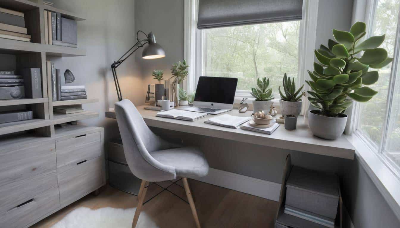 beautiful grey home offices