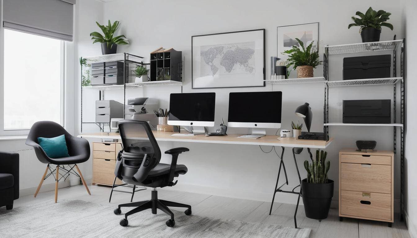 beautiful grey home offices