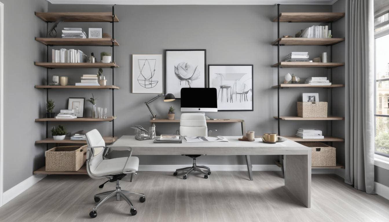 beautiful grey home offices