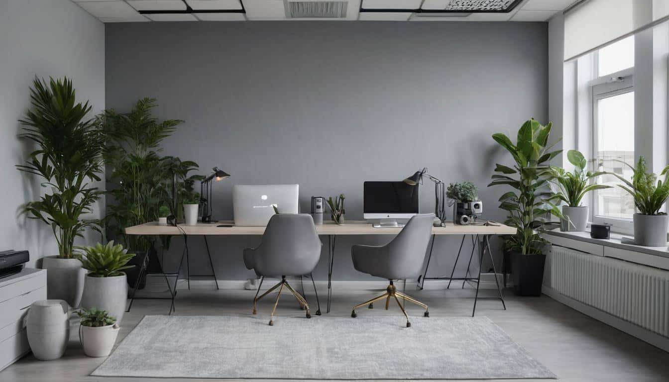 beautiful grey home offices