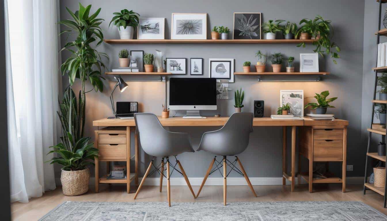 beautiful grey home offices