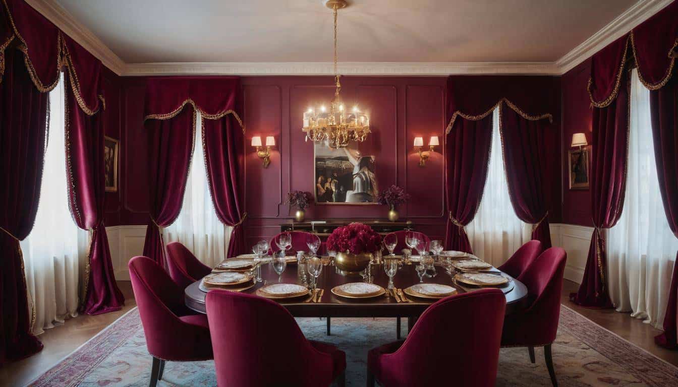 beautiful maroon dining rooms