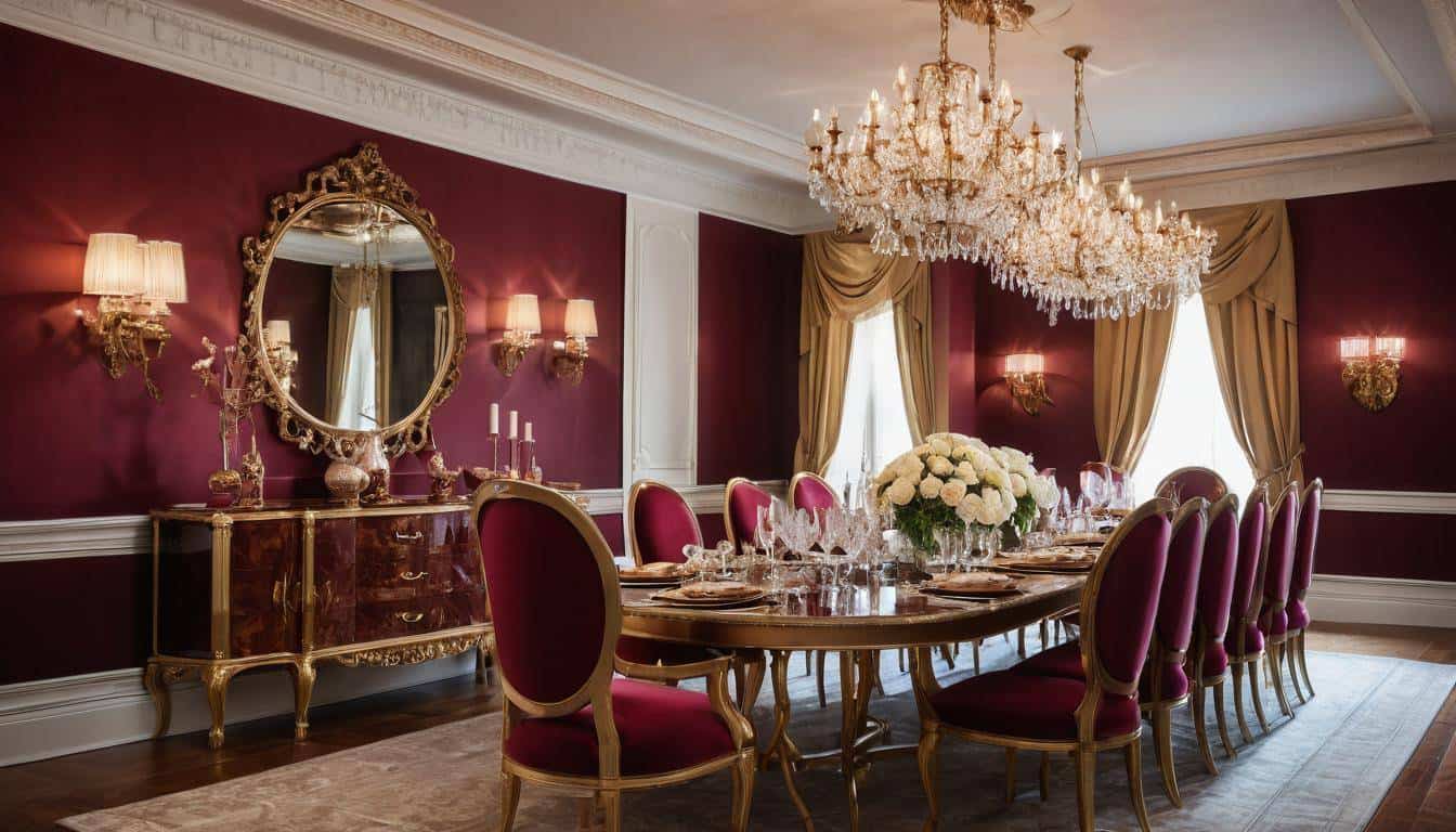 beautiful maroon dining rooms