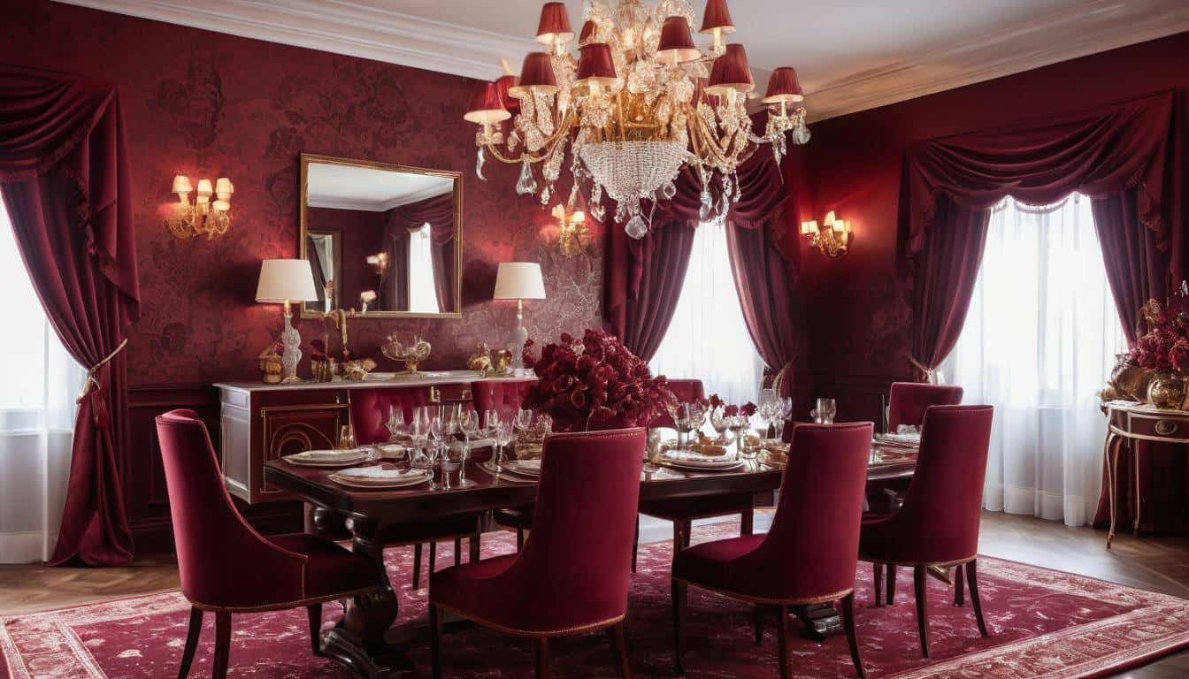 beautiful maroon dining rooms