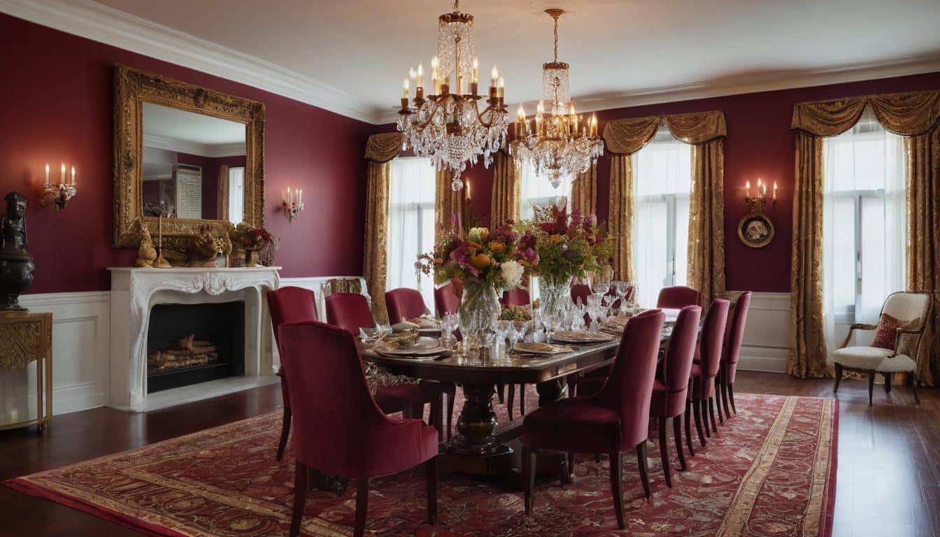 beautiful maroon dining rooms