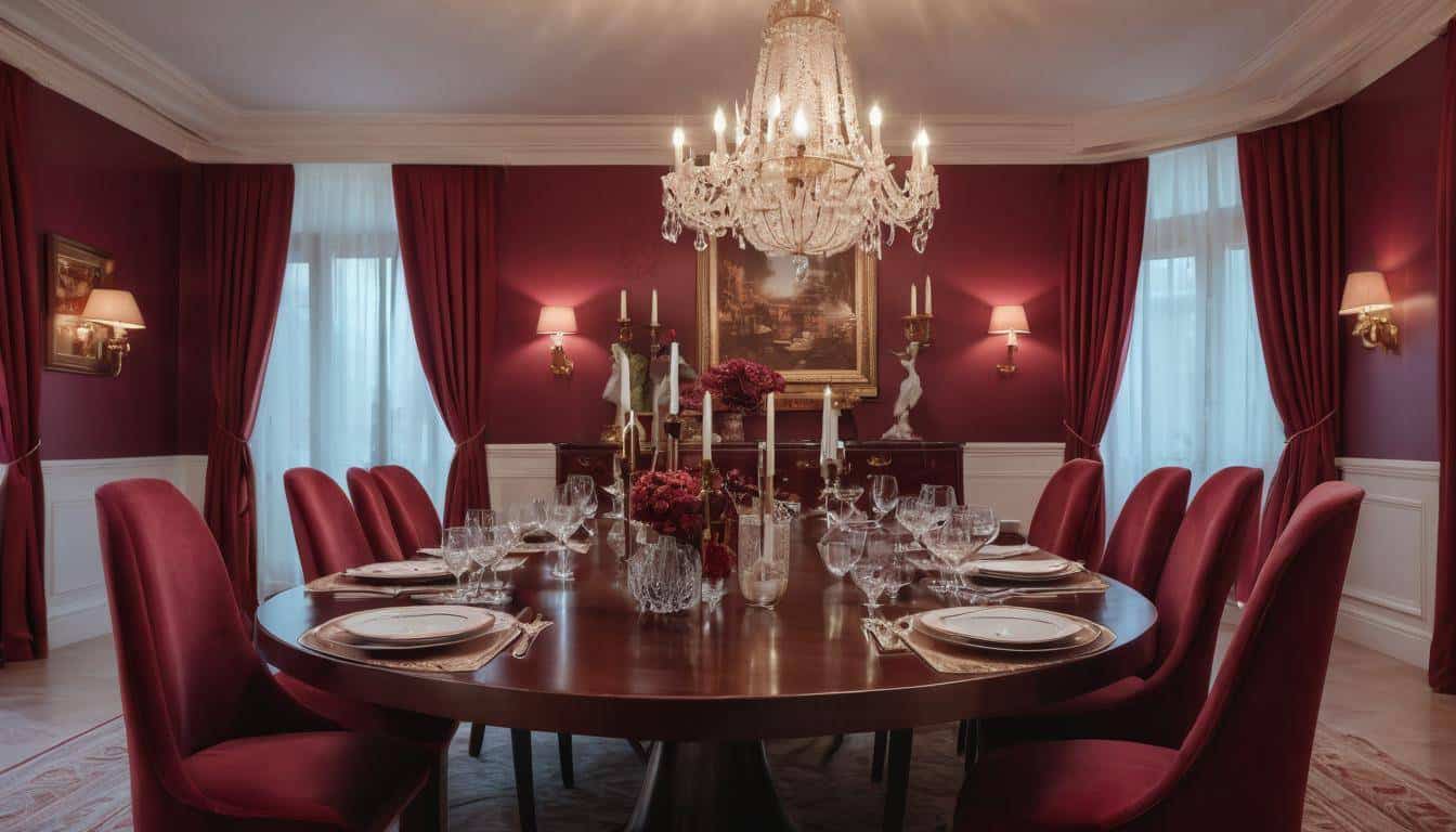 beautiful maroon dining rooms