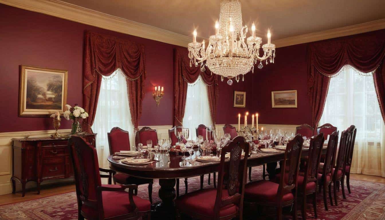 beautiful maroon dining rooms