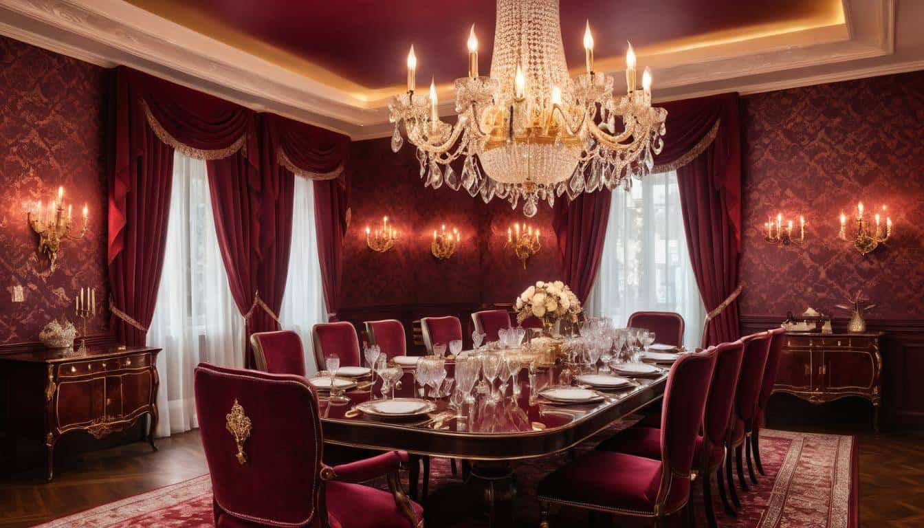 beautiful maroon dining rooms