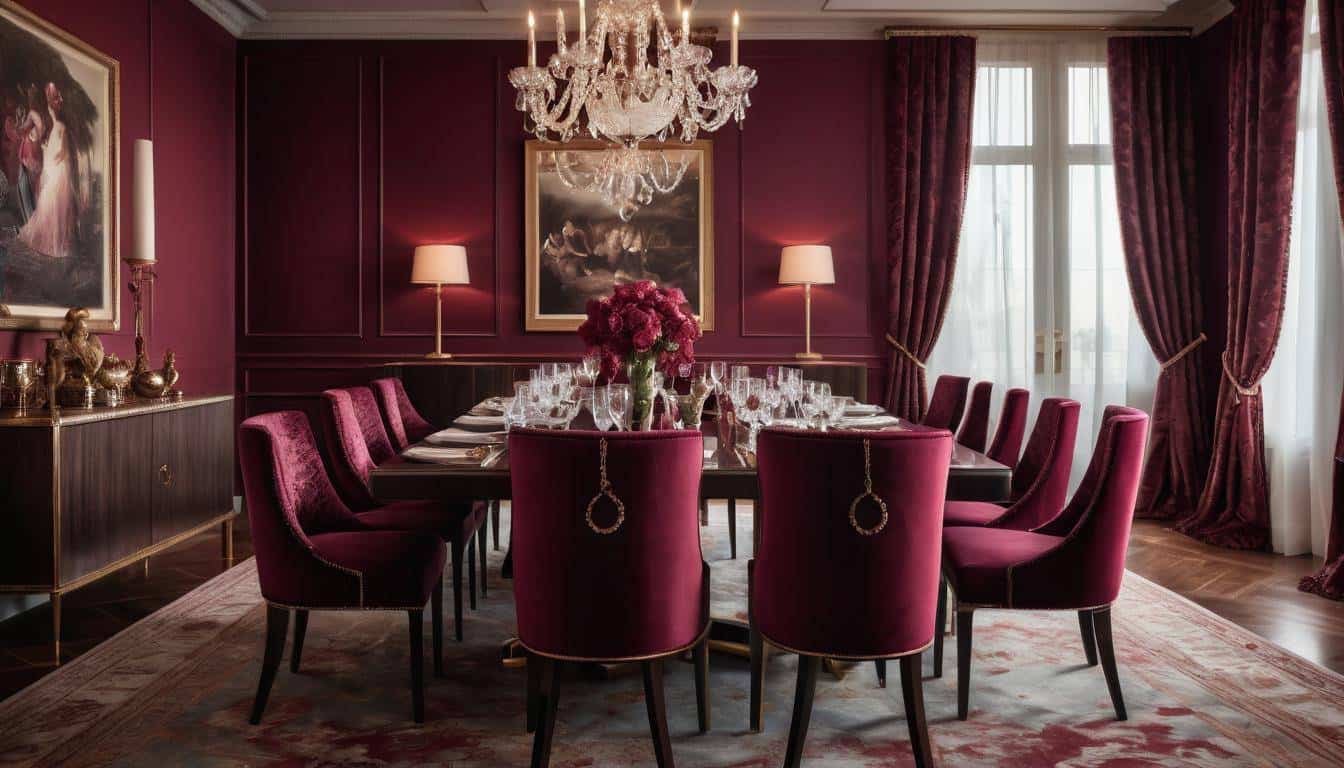 beautiful maroon dining rooms