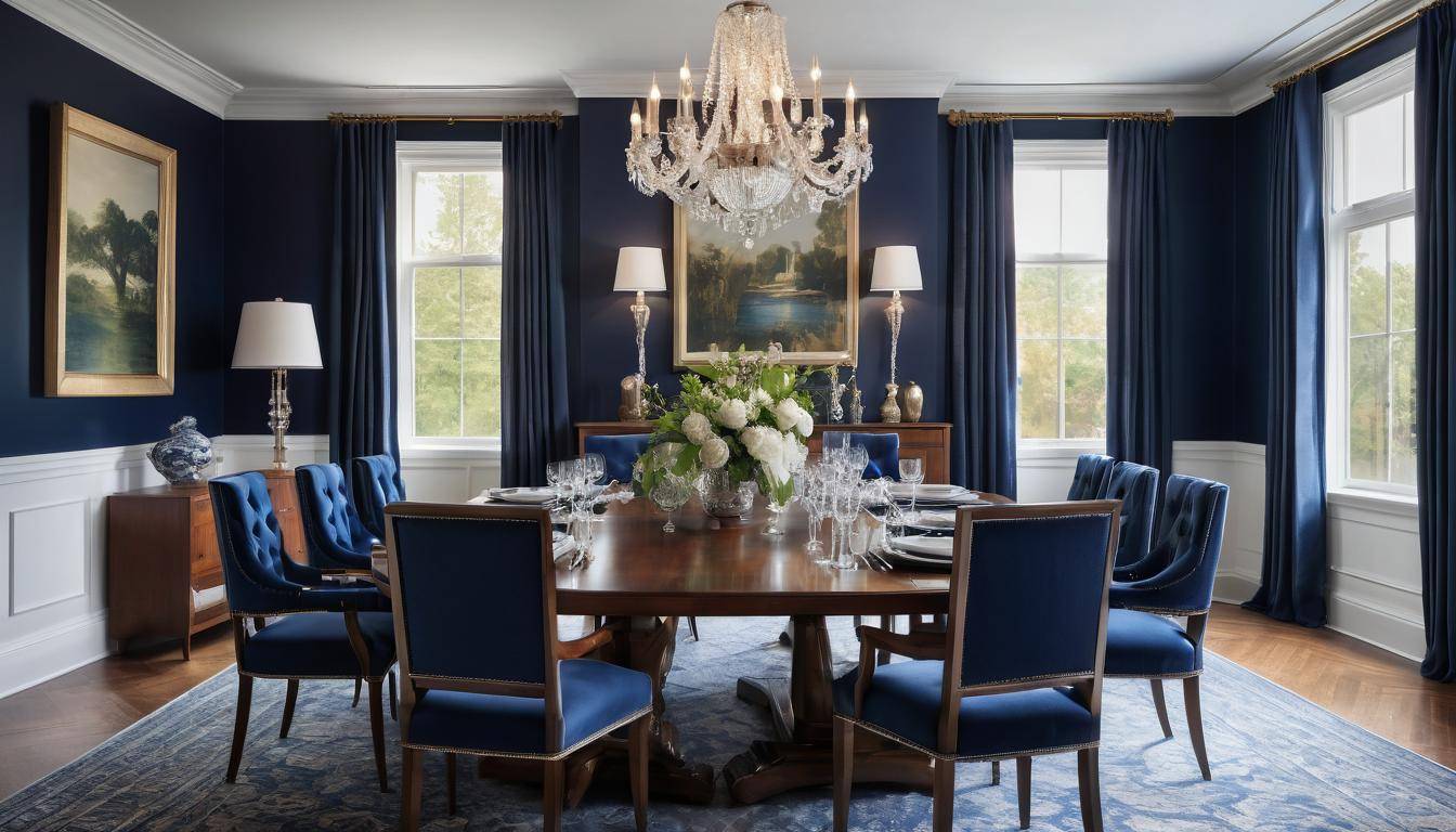 beautiful navy blue dining rooms