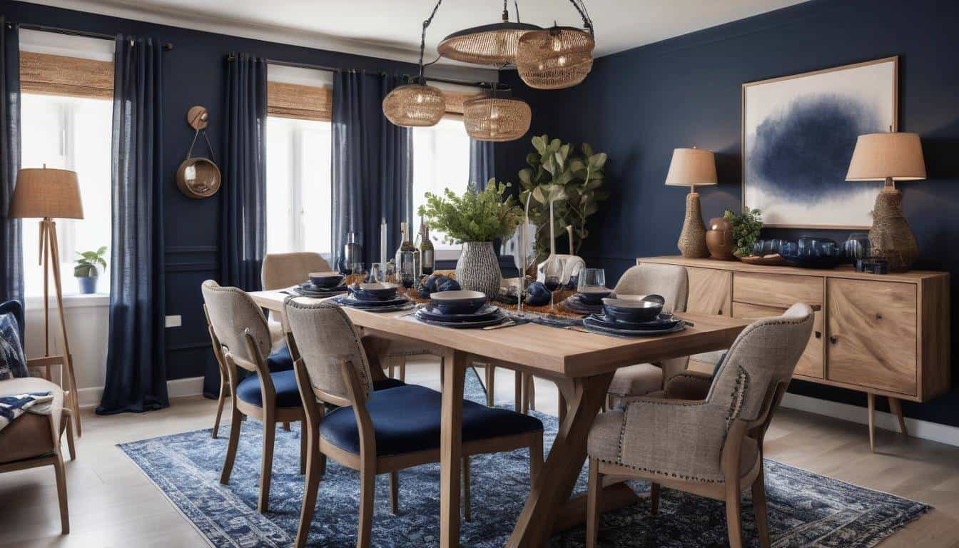 beautiful navy blue dining rooms