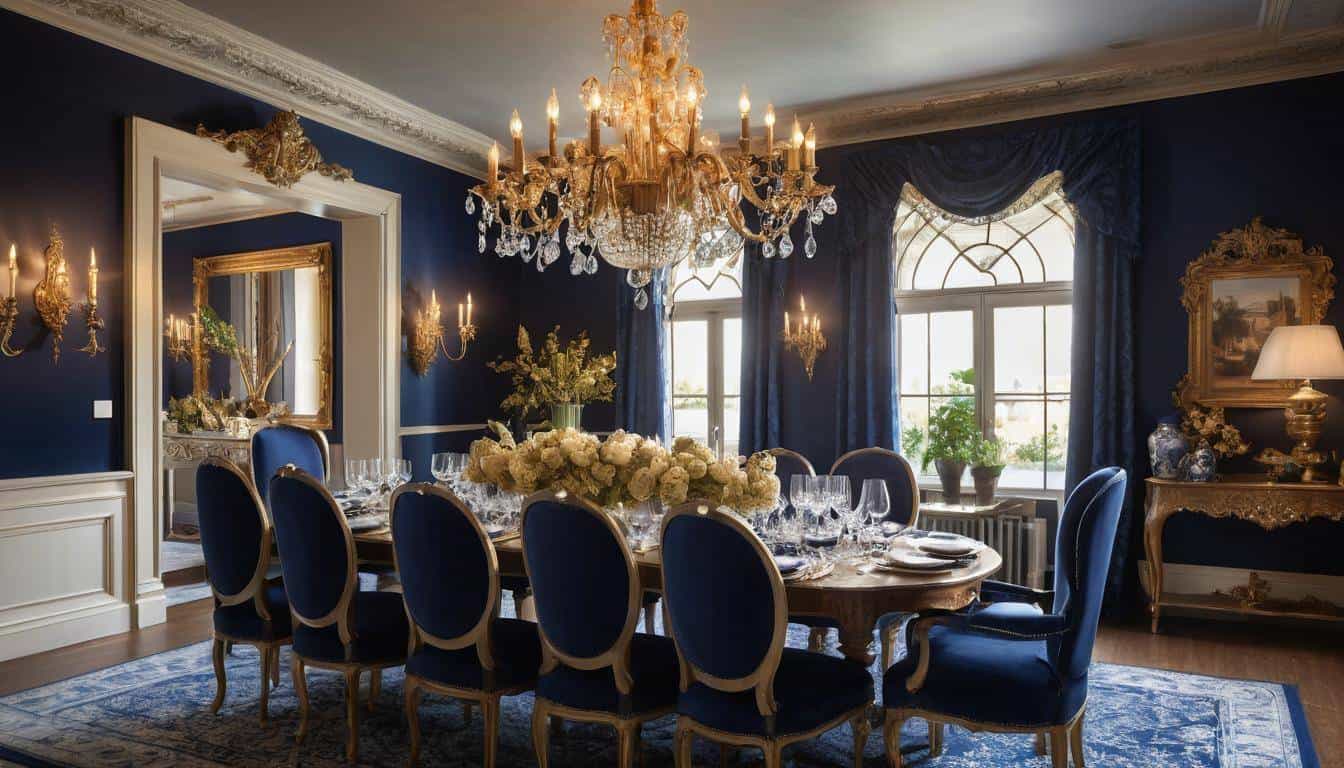 beautiful navy blue dining rooms