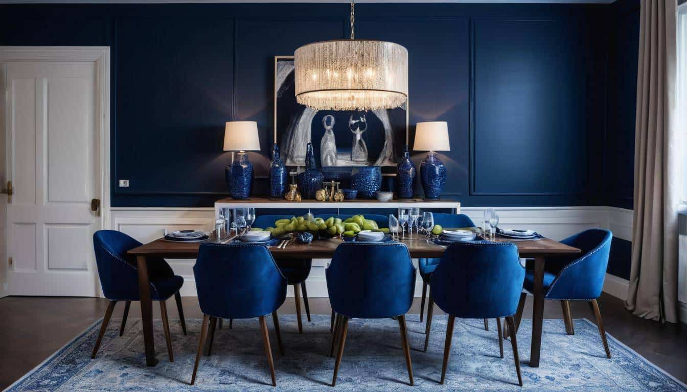 beautiful navy blue dining rooms