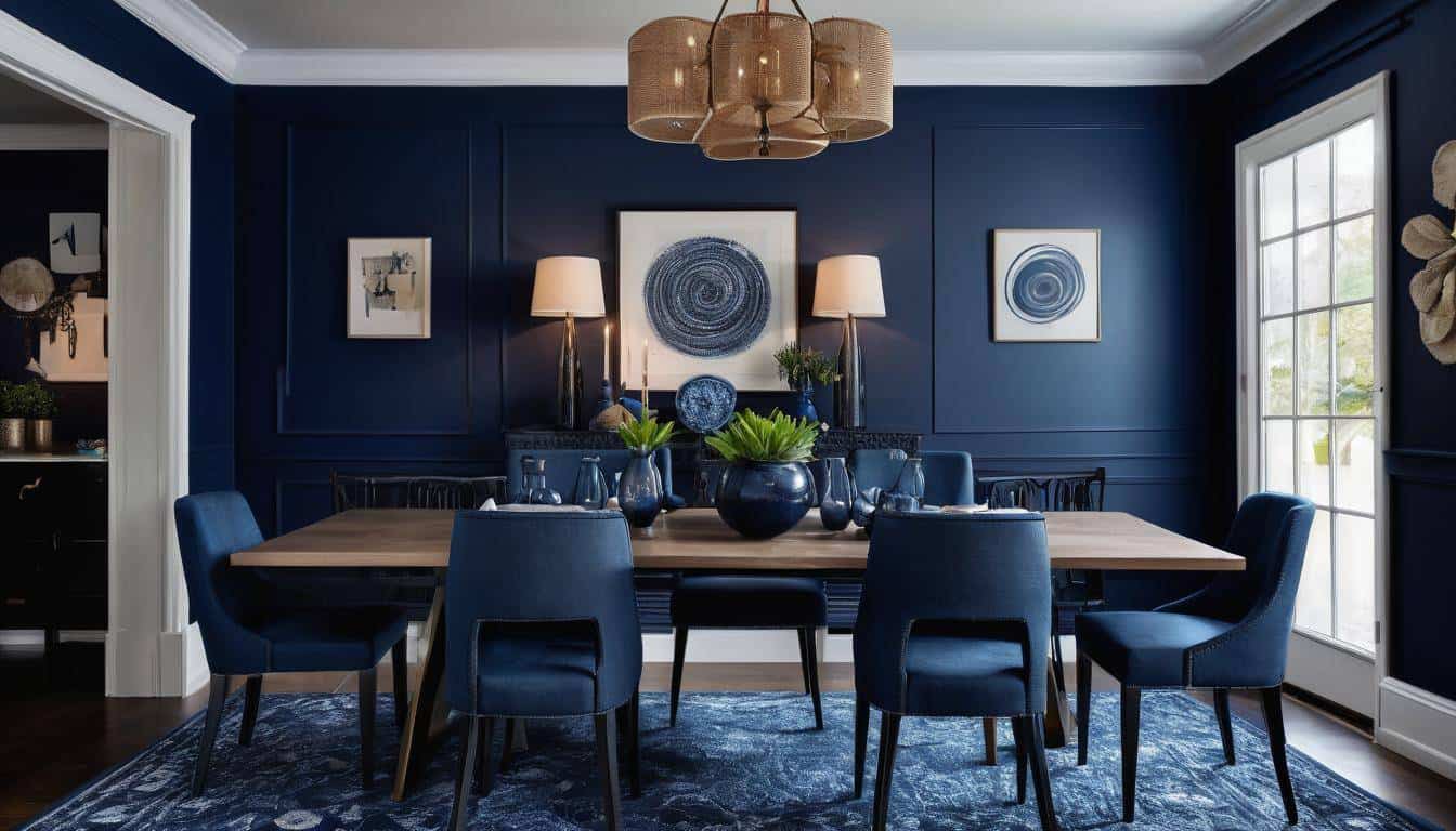 beautiful navy blue dining rooms