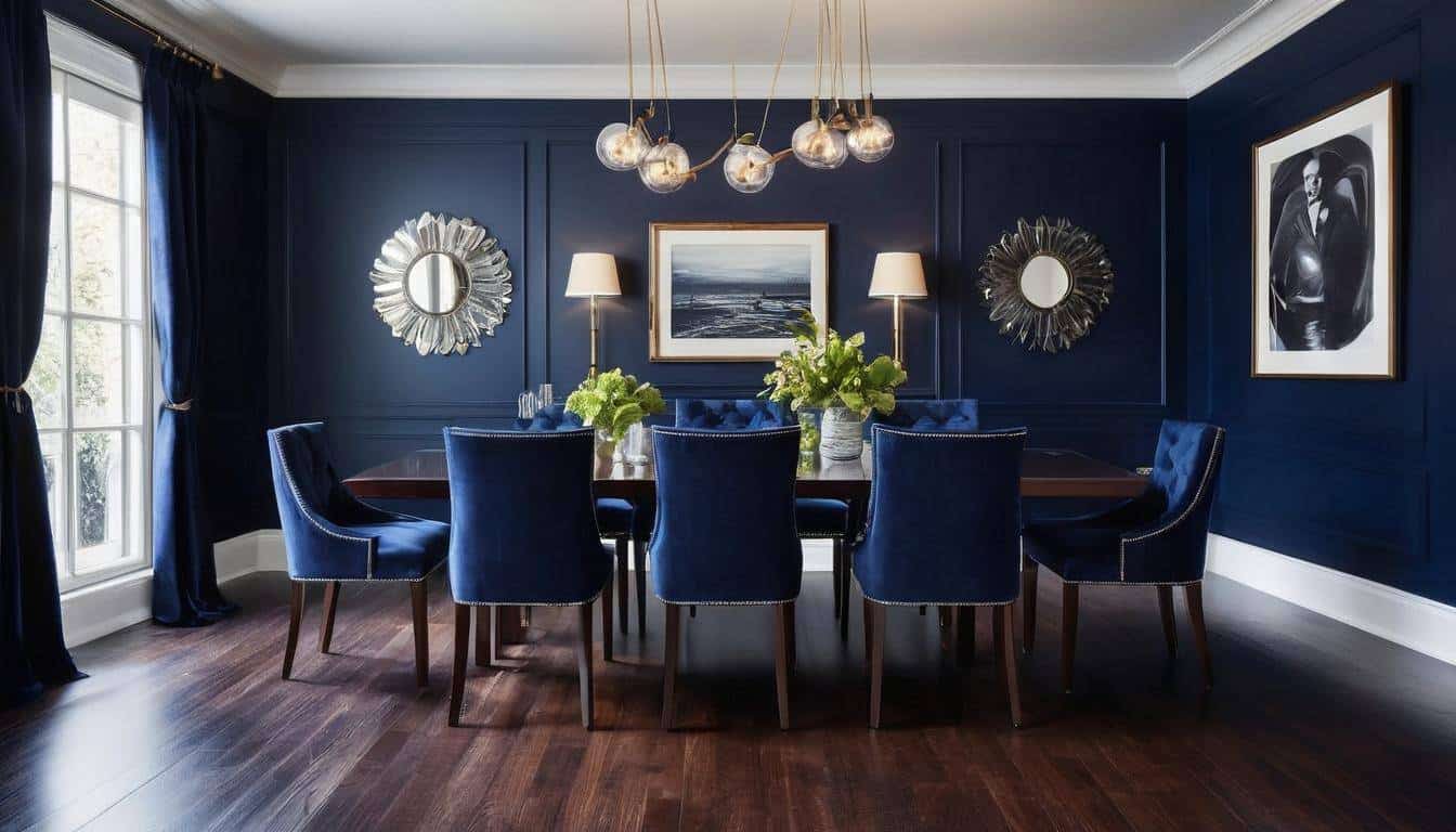 beautiful navy blue dining rooms