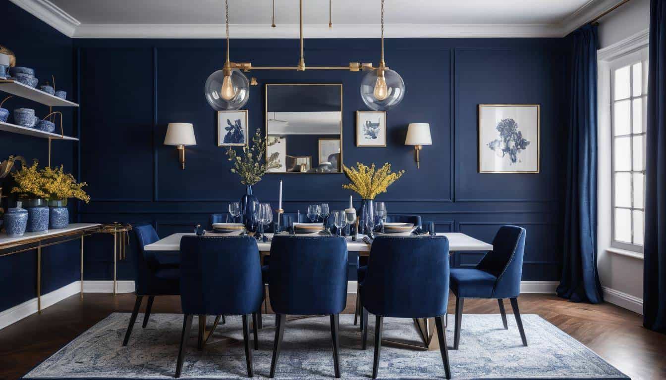 beautiful navy blue dining rooms