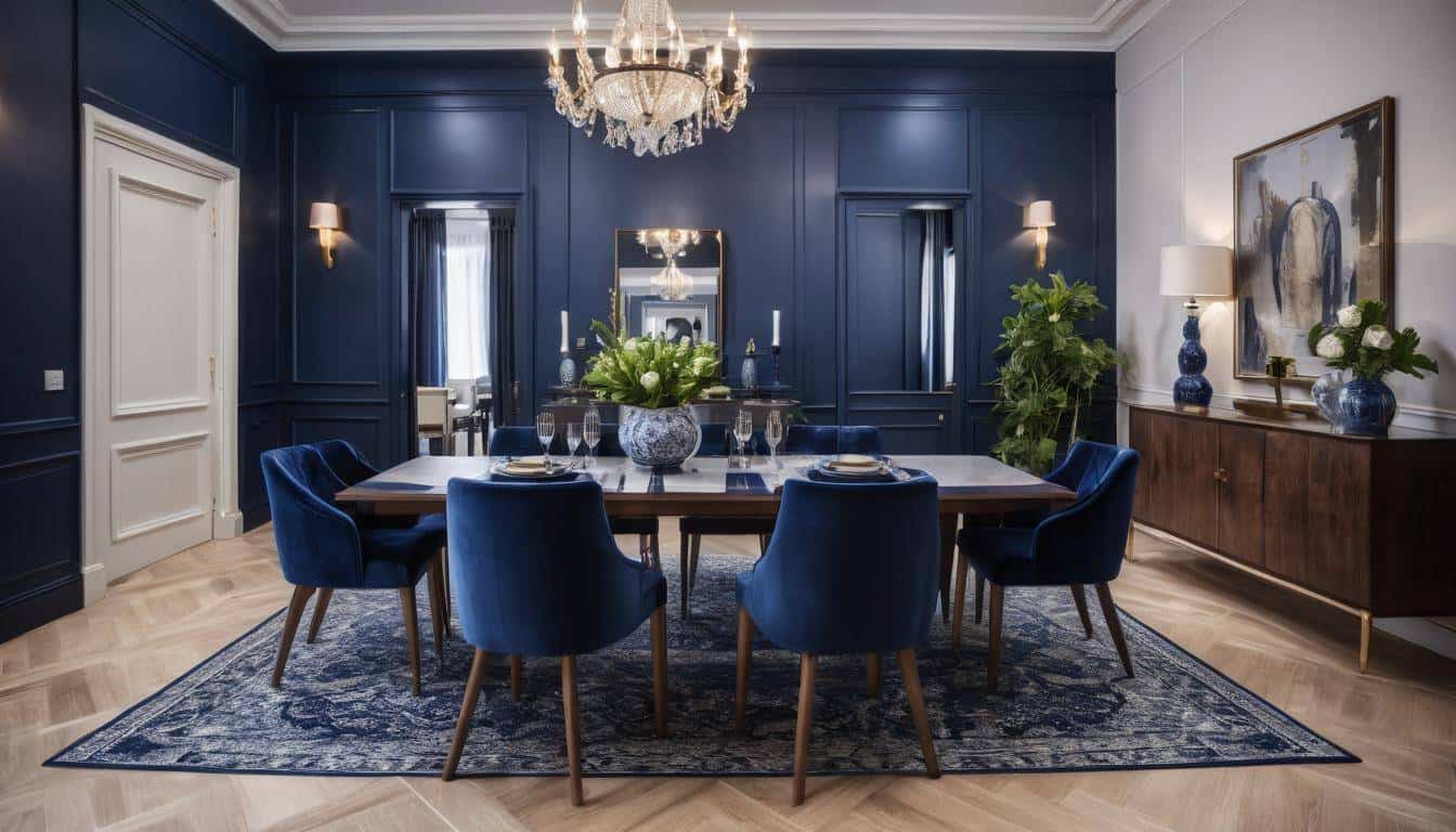 beautiful navy blue dining rooms