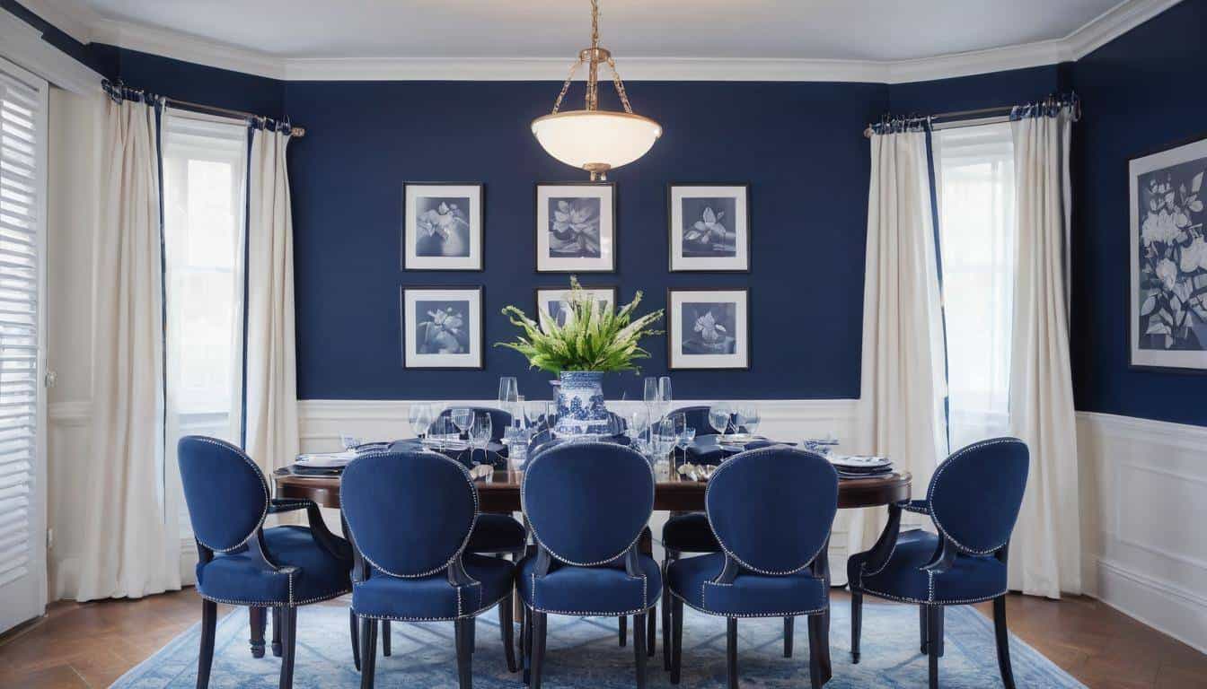 beautiful navy blue dining rooms