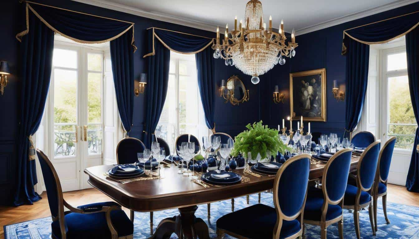 beautiful navy blue dining rooms