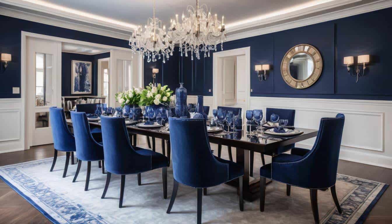 beautiful navy blue dining rooms