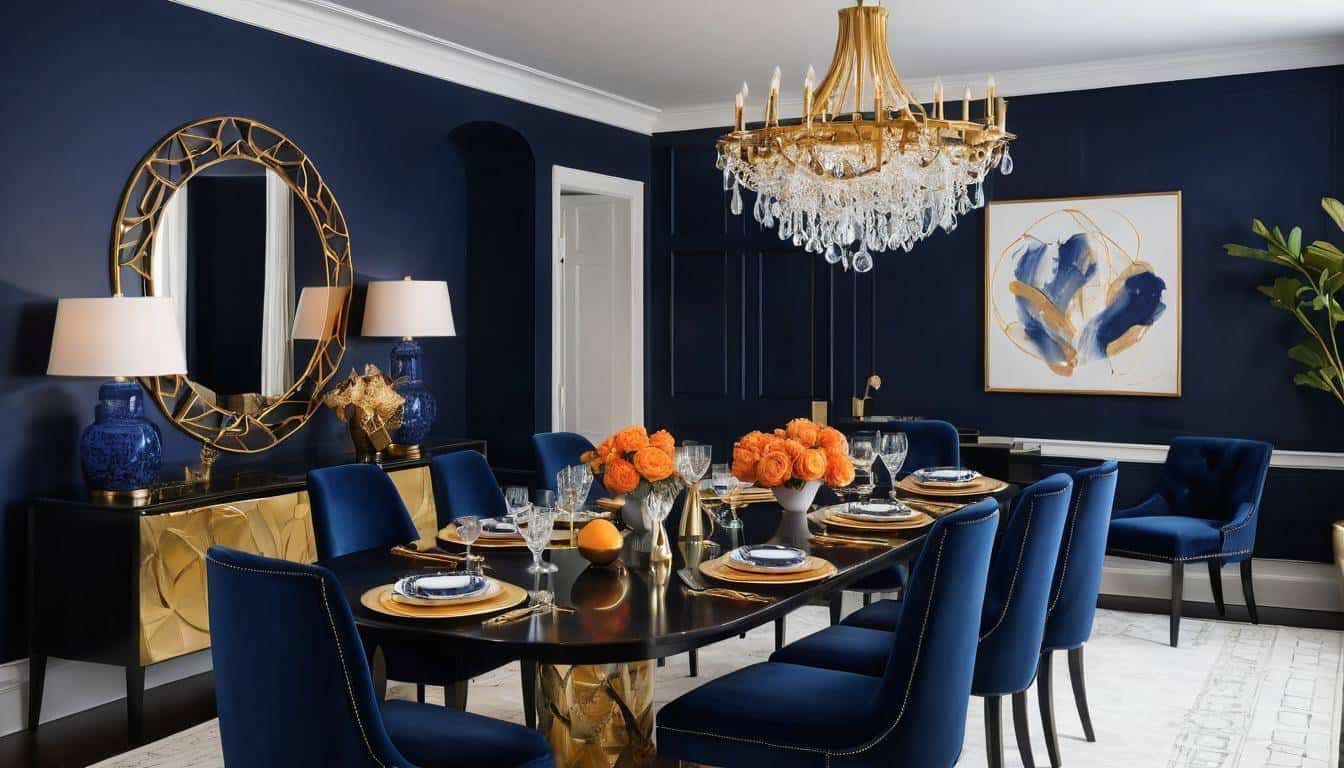 beautiful navy blue dining rooms