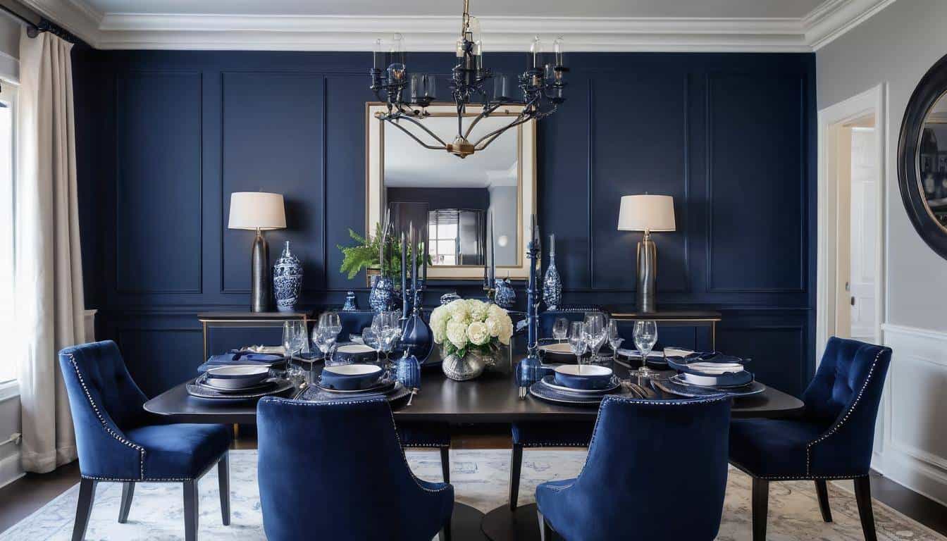 beautiful navy blue dining rooms