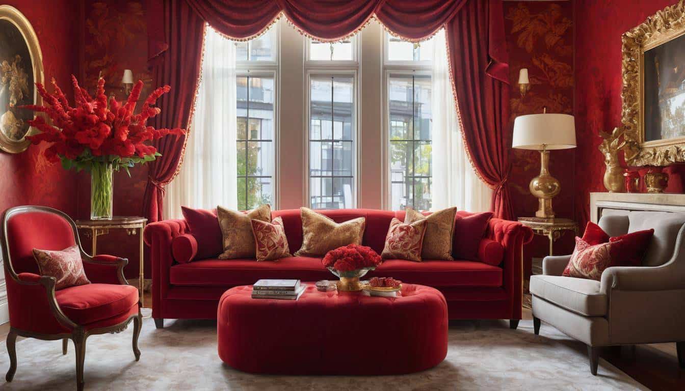 beautiful red living rooms