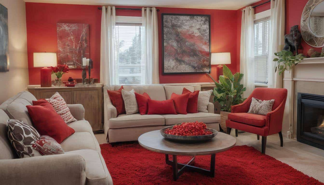 beautiful red living rooms