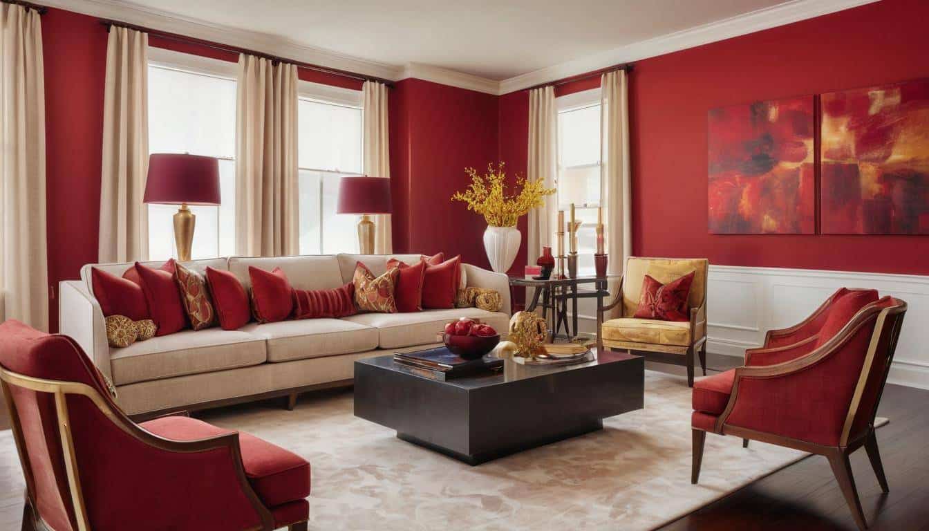 beautiful red living rooms