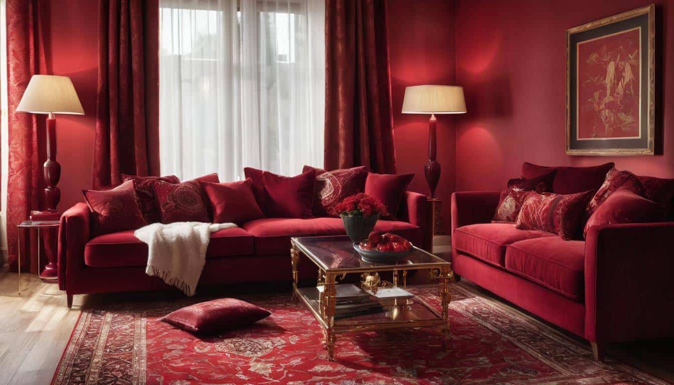 beautiful red living rooms