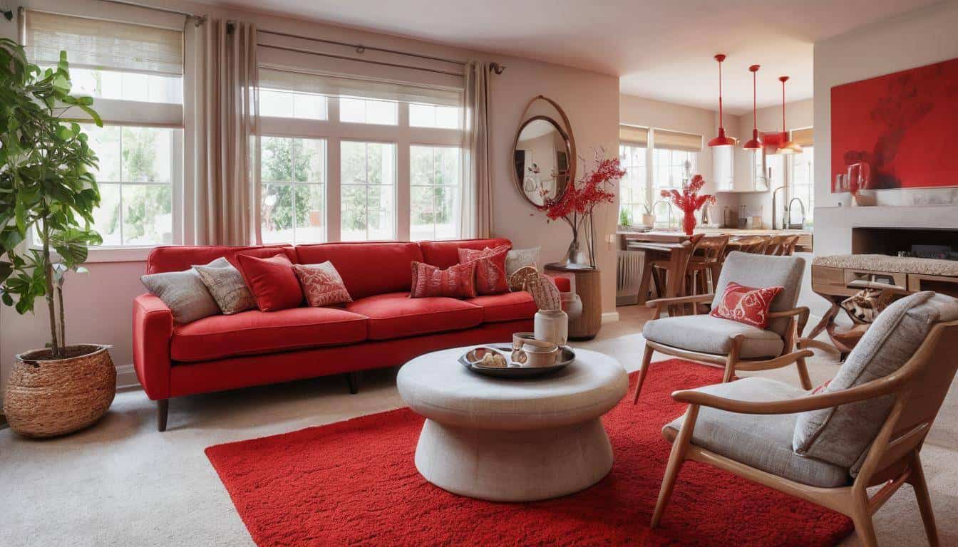 beautiful red living rooms