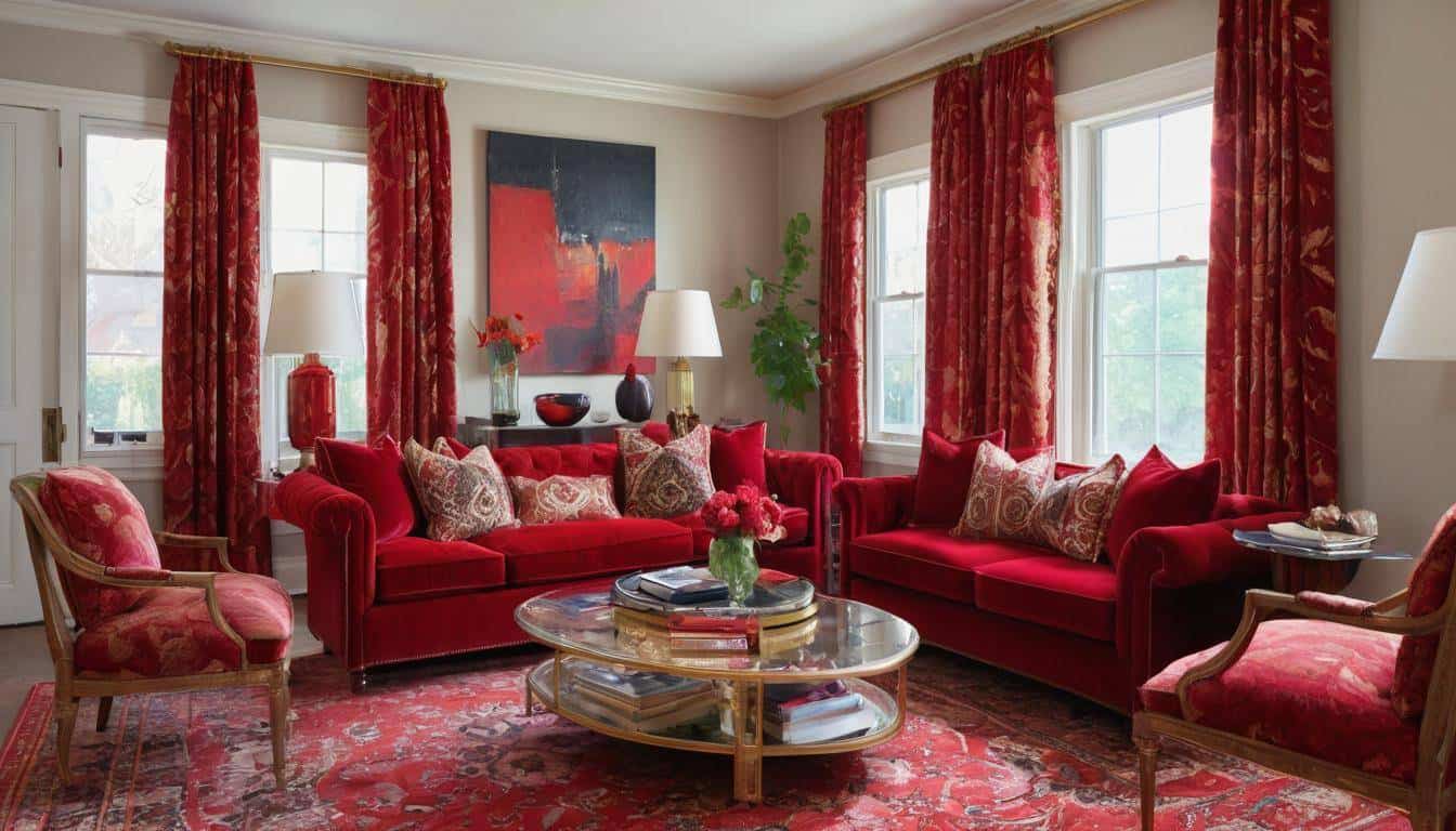 beautiful red living rooms