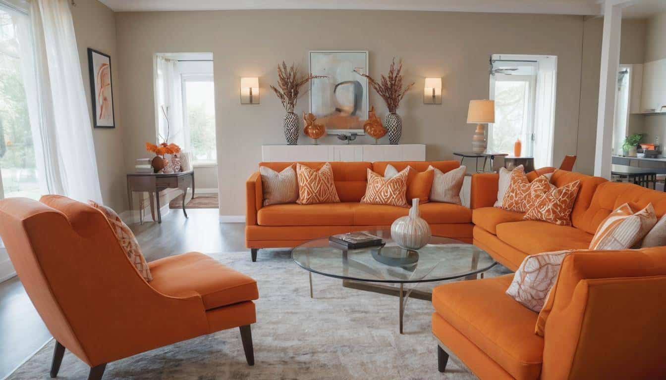 Contemporary orange living room