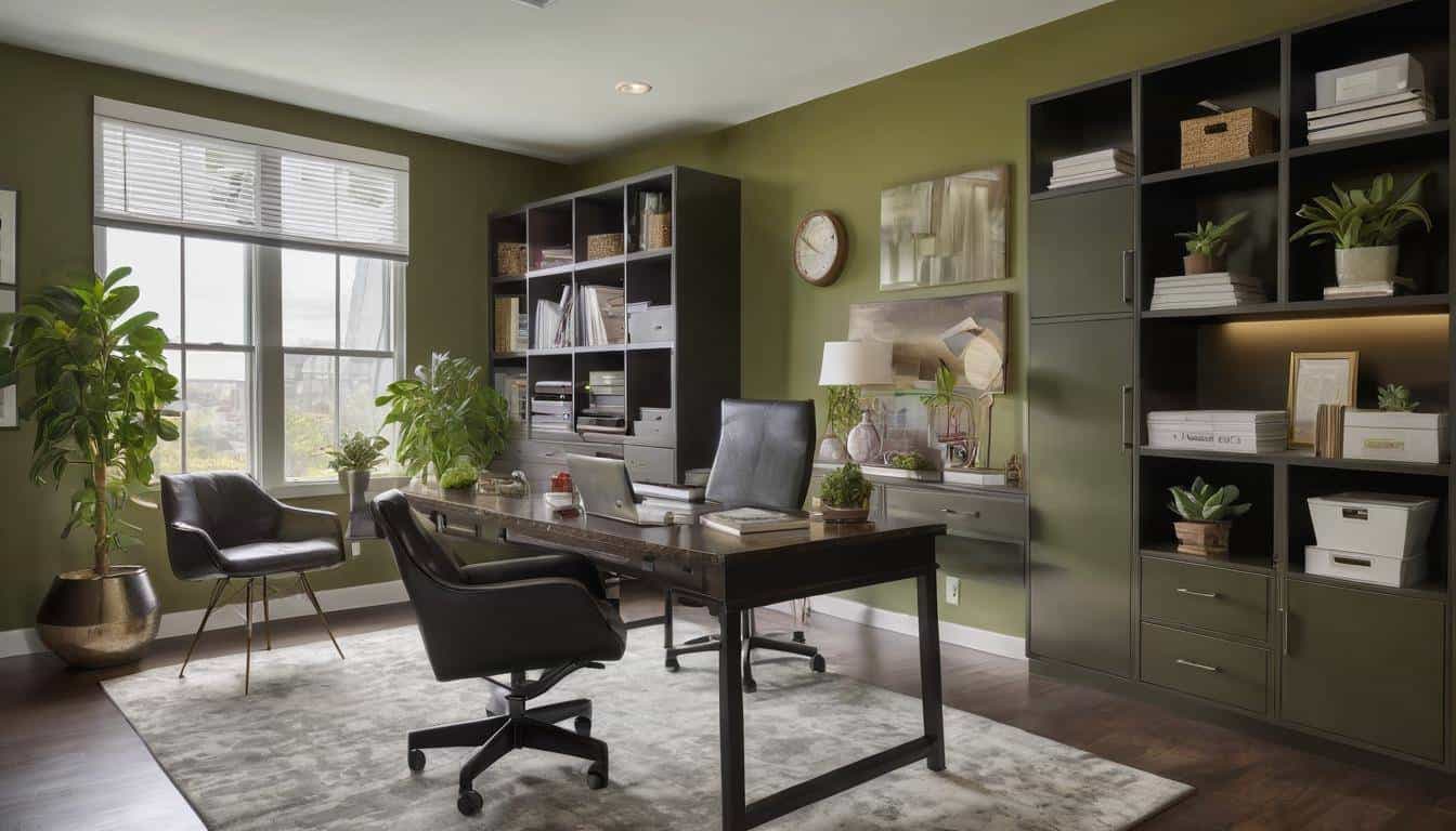 beautiful olive green home offices