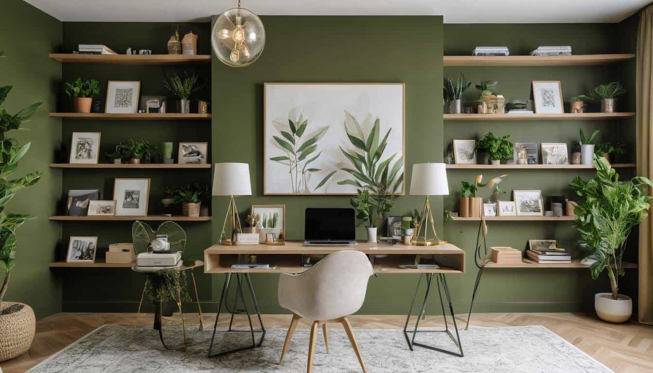 beautiful olive green home offices