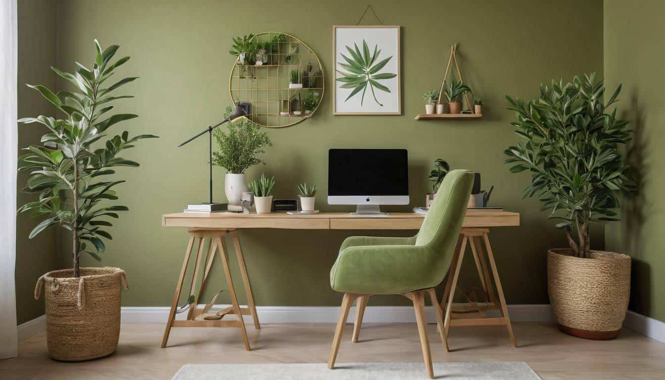 beautiful olive green home offices