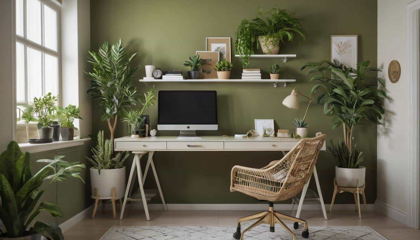 beautiful olive green home offices