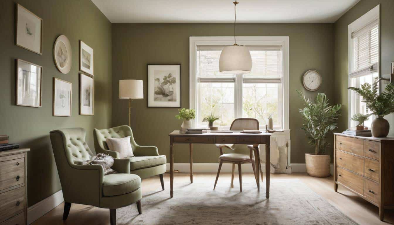 beautiful olive green home offices