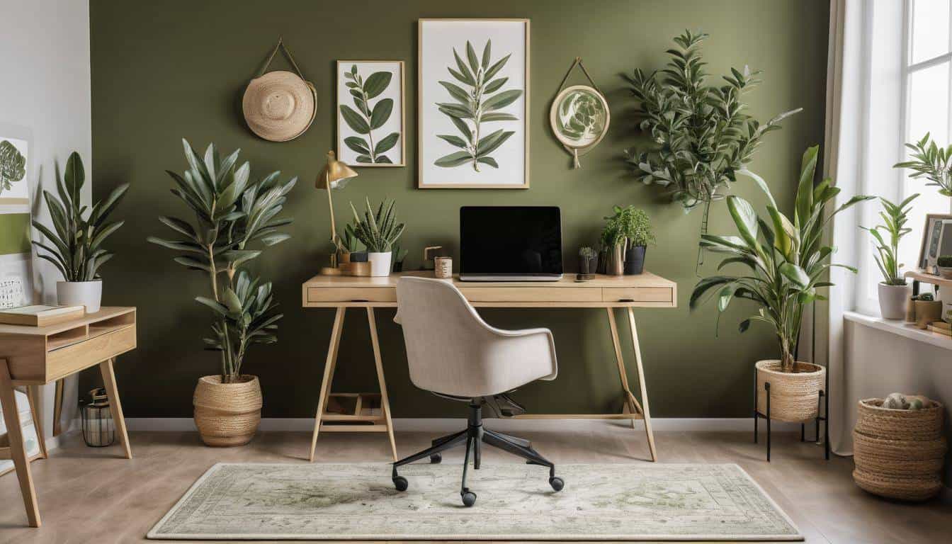 beautiful olive green home offices